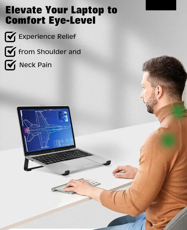 Alt view image 5 of 7 - Aluminum Laptop Stand for Desk - Cooling Ergonomic Design - Fits MacBook Air Pro/DELL/HP/Lenovo/ThinkPad/Alienware - 13/14/15.6/16 -Easy Assembly- Ventilated Laptop Stand for Optimal Airflow