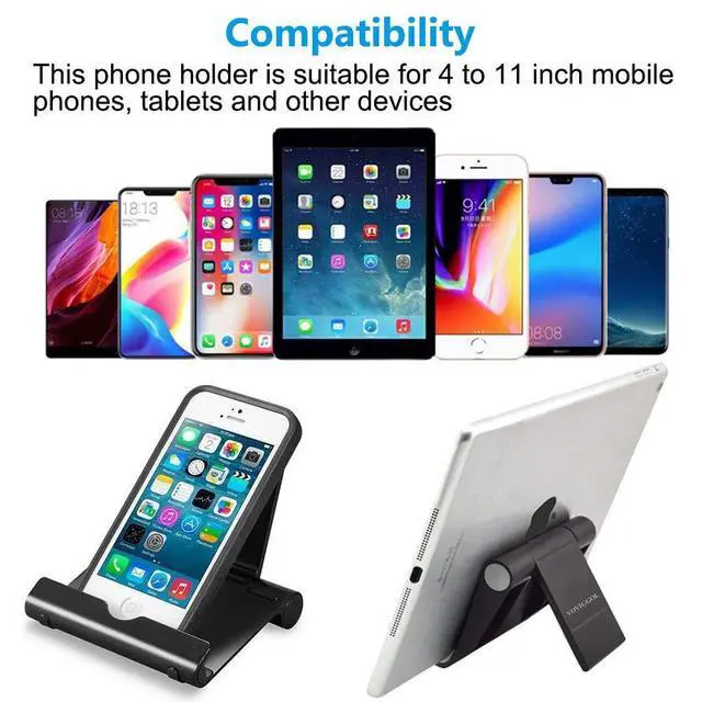 Alt view image 2 of 7 - 4 Pack Cell Phone Stand for Desk, Foldable Cell Phone Holder Mobile Stand Phone Dock, Adjustable Tablet Stand Holder Compatible with iPhone 16 15 14 13 12 11 Pro iPad Samsung(4 Color)