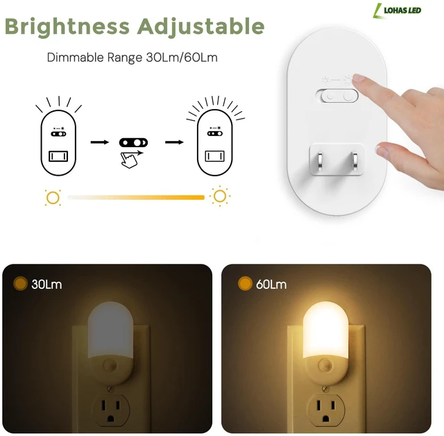 Alt view image 5 of 7 - Motion Sensor Night Light, Motion Sensor Light Indoor,3CCT,4Pcs Yellow Soft Light,Bright Night Lights Plug into Wall Motion Sensor, Amber/3000K/5000K, 30/60LM, Kids Adults Bathroom Bedroom