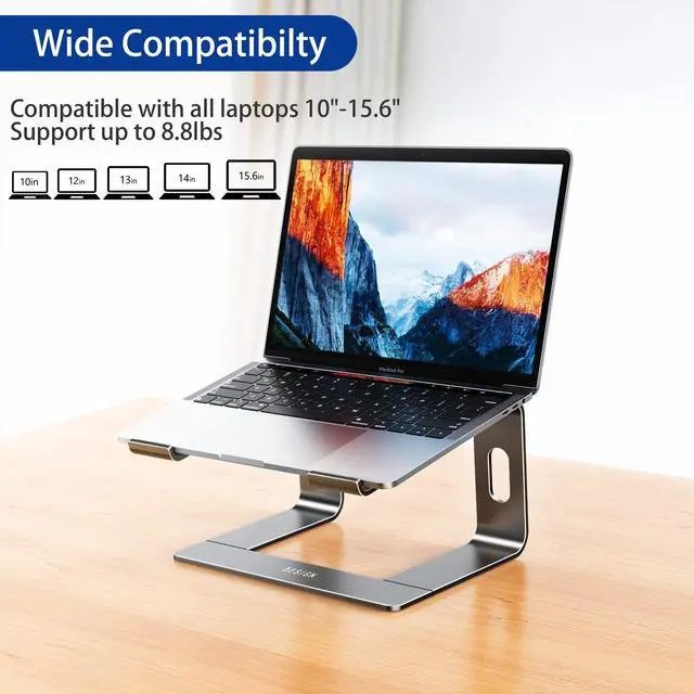 Alt view image 3 of 7 - LS03 Aluminum Laptop Stand, Ergonomic Detachable Computer Stand, Notebook Holder, Laptop Mount Compatible with Air, Pro, Dell, HP, Lenovo More 10-15.6" Laptops, Gray