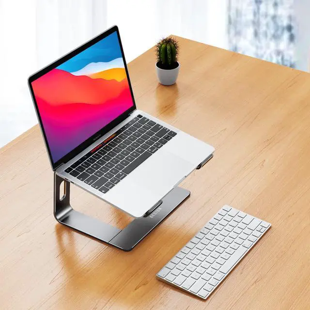Alt view image 2 of 7 - LS03 Aluminum Laptop Stand, Ergonomic Detachable Computer Stand, Notebook Holder, Laptop Mount Compatible with Air, Pro, Dell, HP, Lenovo More 10-15.6" Laptops, Gray