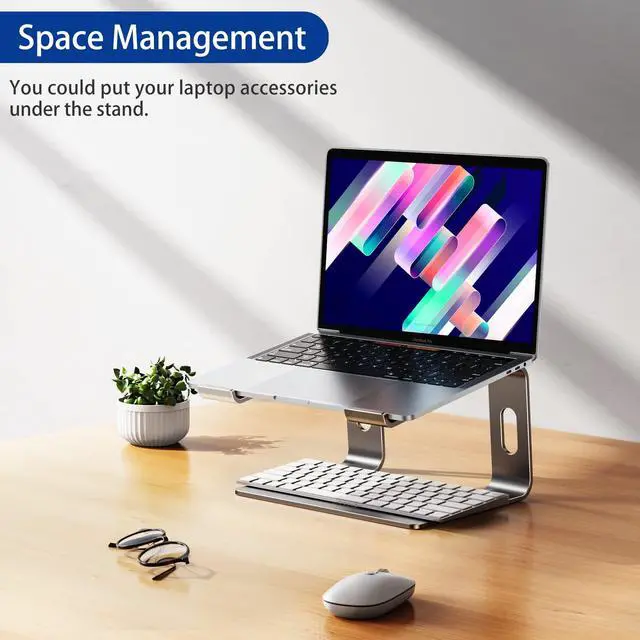 Alt view image 6 of 7 - LS03 Aluminum Laptop Stand, Ergonomic Detachable Computer Stand, Notebook Holder, Laptop Mount Compatible with Air, Pro, Dell, HP, Lenovo More 10-15.6" Laptops, Gray
