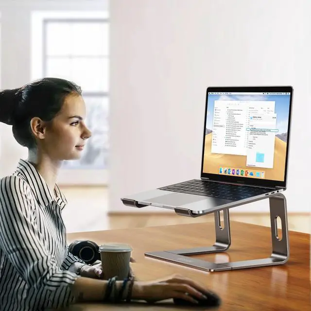 Alt view image 7 of 7 - LS03 Aluminum Laptop Stand, Ergonomic Detachable Computer Stand, Notebook Holder, Laptop Mount Compatible with Air, Pro, Dell, HP, Lenovo More 10-15.6" Laptops, Gray