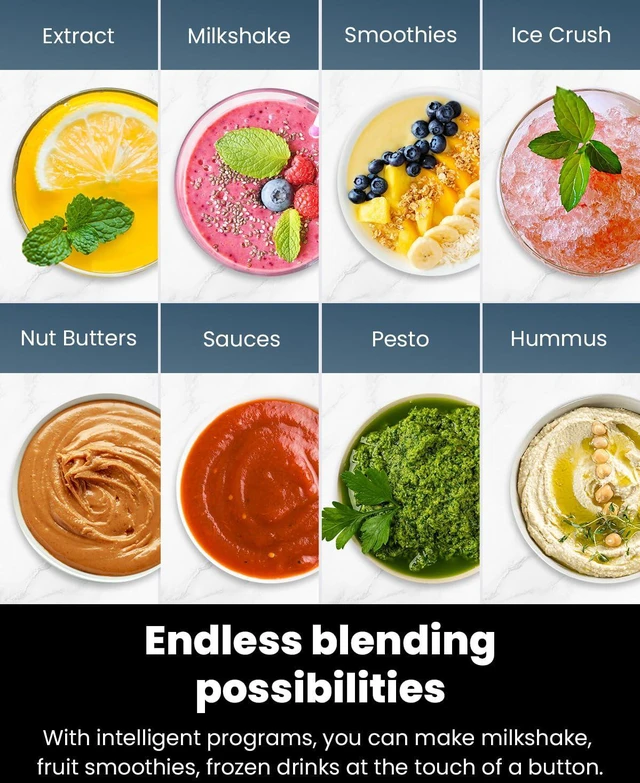 Alt view image 3 of 7 - Smoothie Blender for Kitchen,1200W Glass blender with 5 Smart Programs | Professional Blender with 52oz Jar & 24oz To-Go Cup, 6-leaf Blade for Ice Cubes, Frozen Fruits, and Shakes, Self-Clean, Black