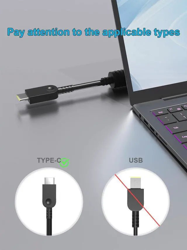 Alt view image 2 of 7 - New Slim 140W Watt USB-C AC Charger Compatible with Lenovo Slim Pro 7 9, Yoga Pro 9 7 7i 9i, Legion 9, Legion Pro 5 5i 7 7i, ThinkPad Z16, Yoga Slim 7 5 Laptop Type C Power Adapter