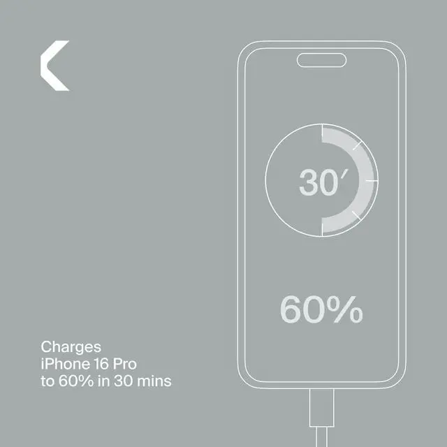 Alt view image 6 of 14 - 45W Fast Charging Power Adapter for iPhone 17/16/15/14/13/12/11/X, Galaxy S24 Ultra/S23 & More - GaN, PD 3.0, PPS, USB-C × 2, Clemm Gray
