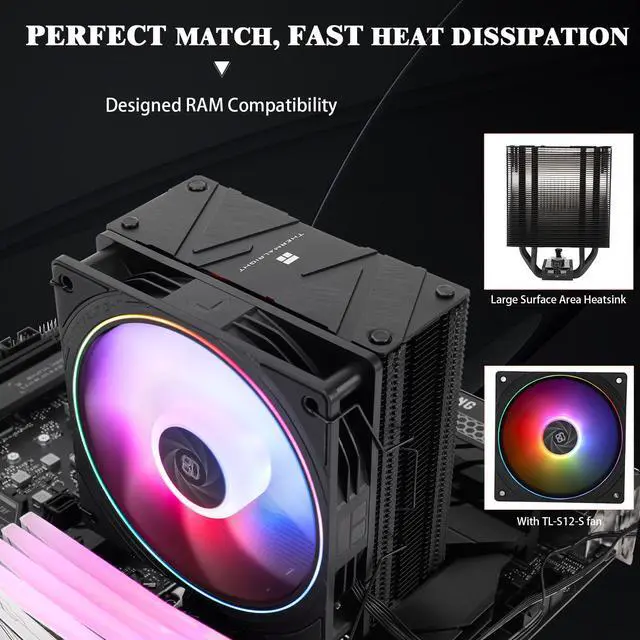 Alt view image 3 of 7 - Assassin Spirit 120 EVO CPU Cooler, TL-S12-S PWM Quiet ARGB Fan CPU Air Cooler, 2000RPM Speed, Low Noise Computer Heatsink Cooling, Support for AM4/AM5, Intel lga1700/1851/1150/1151/1200