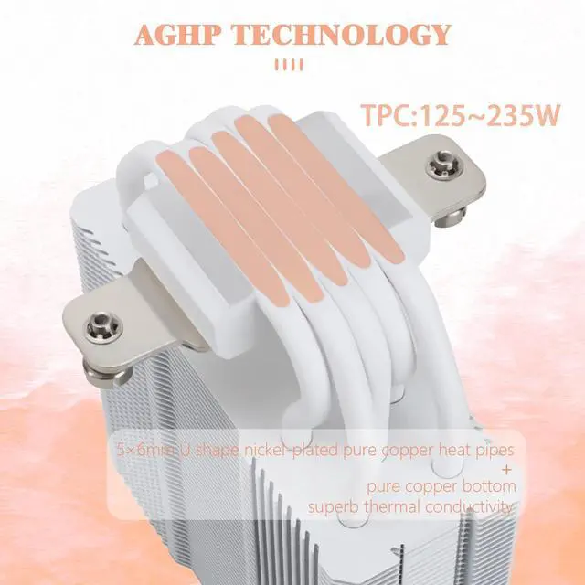 Alt view image 2 of 7 - Assassin King 120 SE White ARGB CPU Air Cooler, AK120 SE White ARB, 5 Heatpipes, TL-C12CW-S PWM Quiet Fan CPU Cooler with S-FDB Bearing, for AMD AM4/AM5/Intel LGA1700/1150/1151/1200/1851
