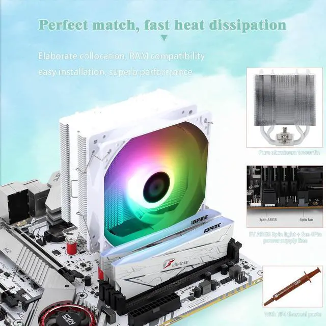 Alt view image 4 of 7 - AssassinX120 SE ARGB White CPU Air Cooler, AX120 SE ARGB, 4 Heat Pipes, TL-C12CW-S PWM Quiet CPU Fan with S-FDB Bearing, for AMD AM4/AM5/Intel 1700/1150/1151/1200/1851
