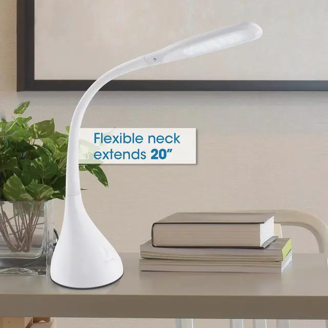 Alt view image 4 of 7 - Creative Curves LED Desk Lamp, White | Natural Daylight LEDs | 4 Brightness Settings | Adjustable Flexible Neck | 11.25 to 23.75 inches