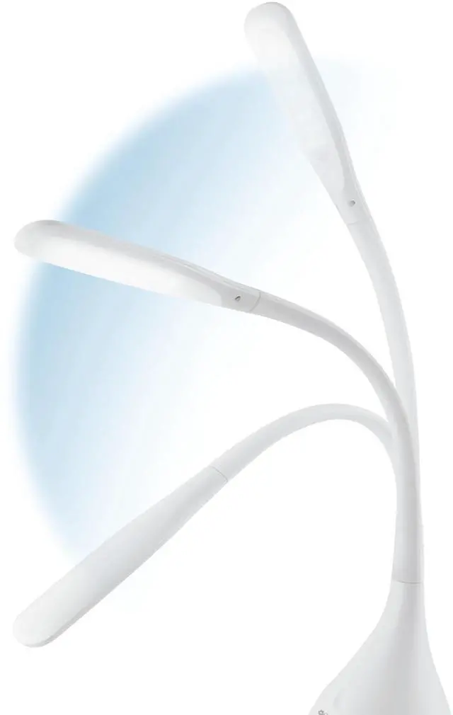 Alt view image 5 of 7 - Creative Curves LED Desk Lamp, White | Natural Daylight LEDs | 4 Brightness Settings | Adjustable Flexible Neck | 11.25 to 23.75 inches