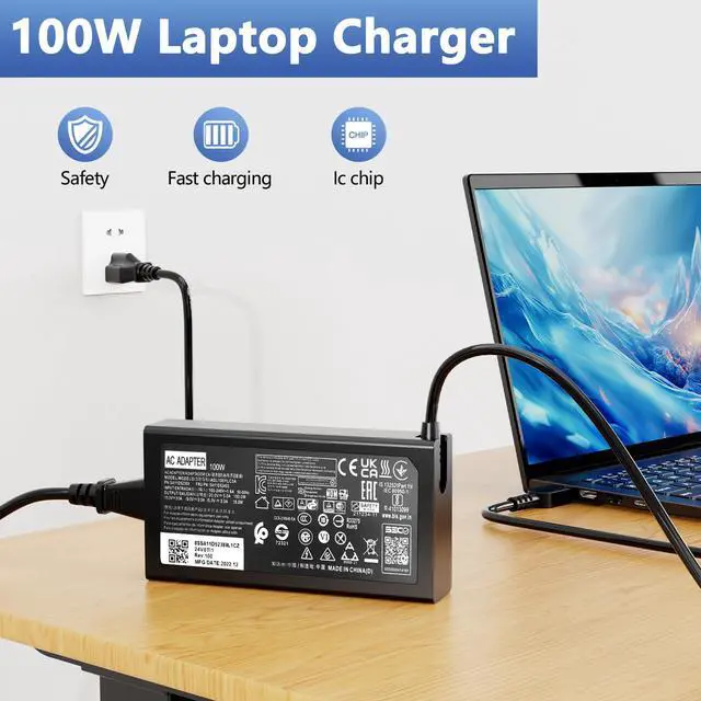 Alt view image 4 of 5 - 100W USB C Charger for Lenovo Yoga 9 9i 7 7i,Yoga Slim 7 Pro,ThinkBook 15 16,ldeapad 5Pro16,ADL100YLC3A,ADL100YDC3A,SA11D52396,GX21J75543,5A11J62105,ThinkBook,Yoga,IdeaPad Type C Laptop Power Supply