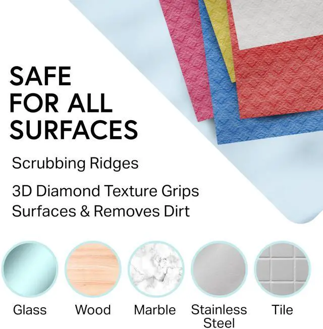 Alt view image 7 of 7 - Swedish Wholesale Dishcloths Reusable 8" x 7" Sponge Cloths, Bulk 10 Pack of High Absorbent Cellulose Dish & Kitchen Cleaning Hand Towels, Wring to Dry & Machine Wash, Odor Resistant, Assorted Colors