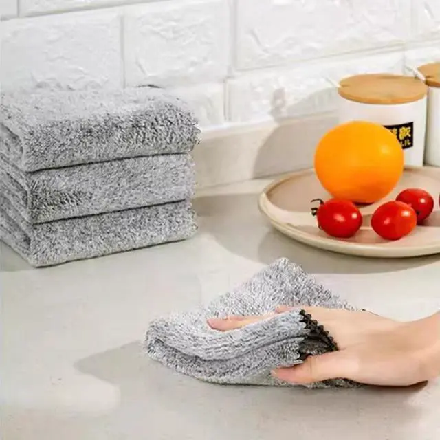Alt view image 3 of 7 - 20 Pack Kitchen Dish Cloths Super Absorbent Coral Fleece Dish Cloths, Reusable Washable Fast Drying Rags, Nonstick Oil Microfiber Lint-Free Kitchen Cleaning Towels for Furniture Car Tea Bowl 10 x 10"