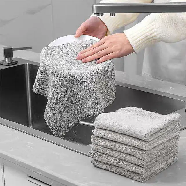 Alt view image 2 of 7 - 20 Pack Kitchen Dish Cloths Super Absorbent Coral Fleece Dish Cloths, Reusable Washable Fast Drying Rags, Nonstick Oil Microfiber Lint-Free Kitchen Cleaning Towels for Furniture Car Tea Bowl 10 x 10"