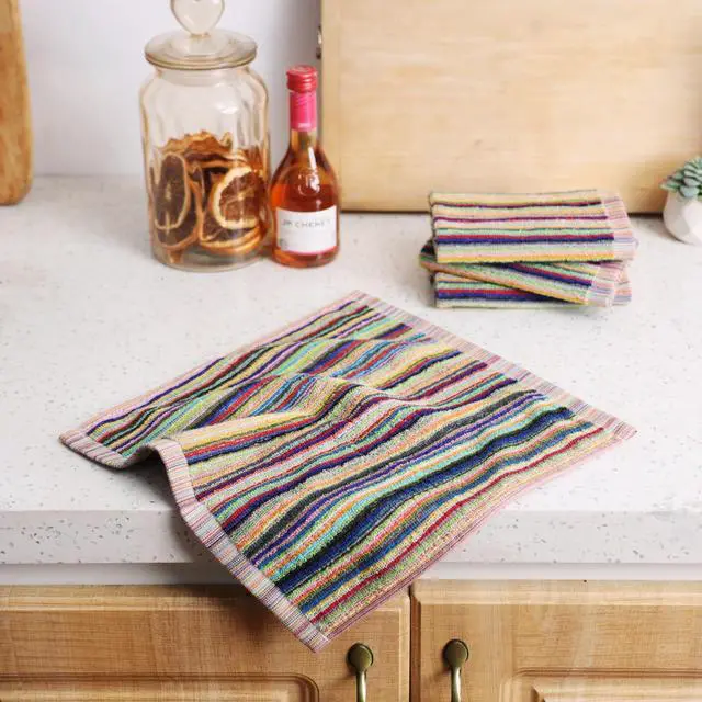 Alt view image 5 of 7 - Oeleky Kitchen Dishcloths for Washing Dishes, Ultra Absorbent Dish Rags, Cotton Cleaning Cloths Pack of 8, 12x12 Inches (multi-1, 12x12 inch)