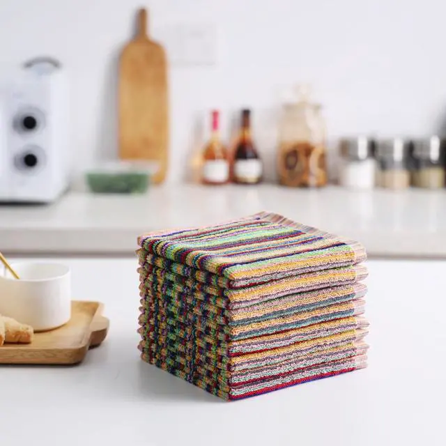 Alt view image 6 of 7 - Oeleky Kitchen Dishcloths for Washing Dishes, Ultra Absorbent Dish Rags, Cotton Cleaning Cloths Pack of 8, 12x12 Inches (multi-1, 12x12 inch)
