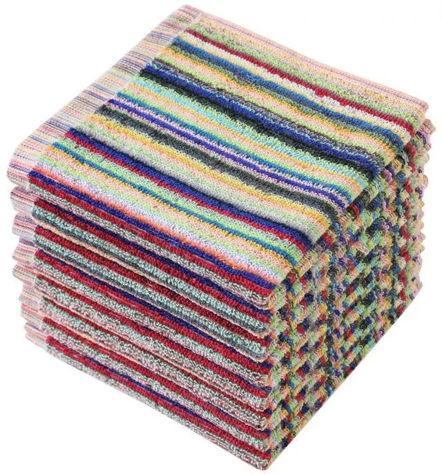 Main image of Oeleky Kitchen Dishcloths for Washing Dishes, Ultra Absorbent Dish Rags, Cotton Cleaning Cloths Pack of 8, 12x12 Inches (multi-1, 12x12 inch)