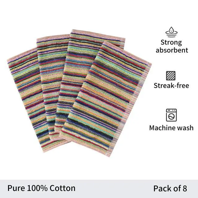 Alt view image 3 of 7 - Oeleky Kitchen Dishcloths for Washing Dishes, Ultra Absorbent Dish Rags, Cotton Cleaning Cloths Pack of 8, 12x12 Inches (multi-1, 12x12 inch)