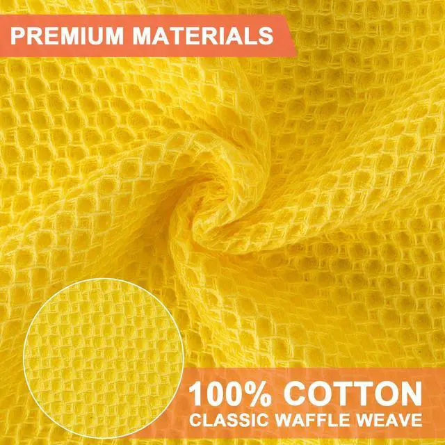 Alt view image 2 of 6 - 6-Pack Kitchen Dish Cloths, 100% Cotton Waffle Weave, Ultra Soft Absorbent, Quick Drying Dish Towels, 12x12 Inches,Yellow