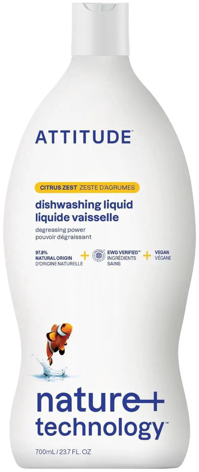Main image of Dish Soap, EWG Verified, Plant-Based & Vegan Dishwashing Liquid, Naturally Derived, Citrus Zest, 23.7 Fl Oz