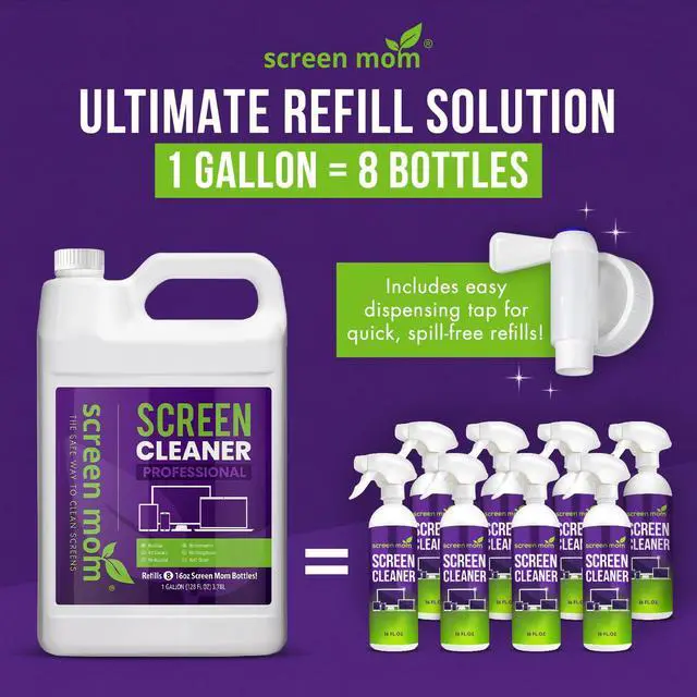 Alt view image 2 of 5 - Screen Mom Screen Cleaner Refill with Dispensing Tap, 1-Gallon for Screen Cleaner Spray and Wipe for TV, Computer, Phone, iPad, Car Screen Cleaning Kit Electronic Cleaner Spray