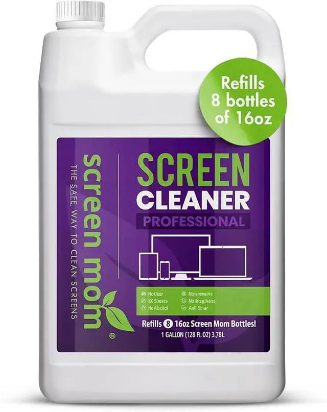 Main image of Screen Mom Screen Cleaner Refill with Dispensing Tap, 1-Gallon for Screen Cleaner Spray and Wipe for TV, Computer, Phone, iPad, Car Screen Cleaning Kit Electronic Cleaner Spray