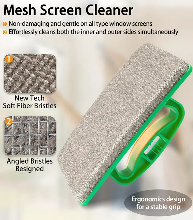 Alt view image 4 of 7 - MyLifeUNIT 2 Packs Mesh Screen Cleaner, Detachable Window Screen Cleaning Brush, Window Screen Cleaners Tool with Wet and Dry Dual-Use
