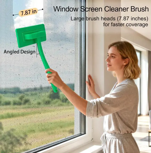 Alt view image 2 of 7 - MyLifeUNIT 2 Packs Mesh Screen Cleaner, Detachable Window Screen Cleaning Brush, Window Screen Cleaners Tool with Wet and Dry Dual-Use