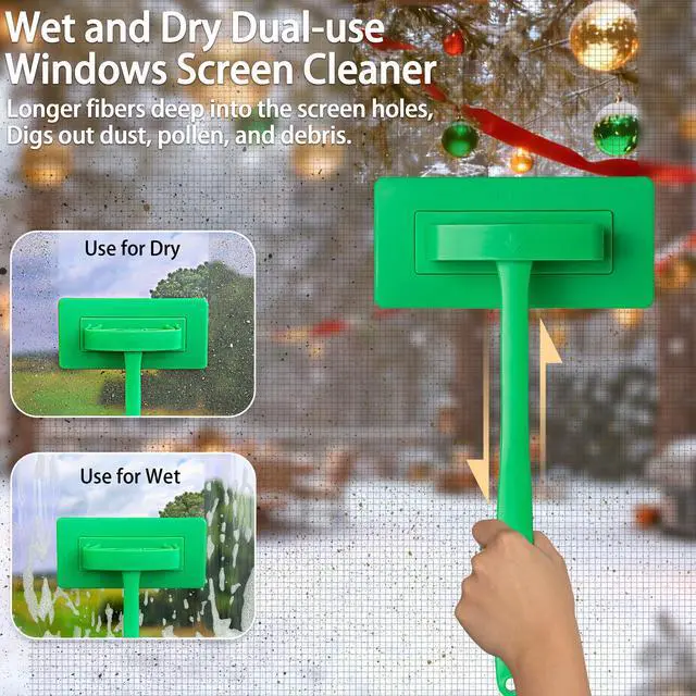 Alt view image 3 of 7 - MyLifeUNIT 2 Packs Mesh Screen Cleaner, Detachable Window Screen Cleaning Brush, Window Screen Cleaners Tool with Wet and Dry Dual-Use
