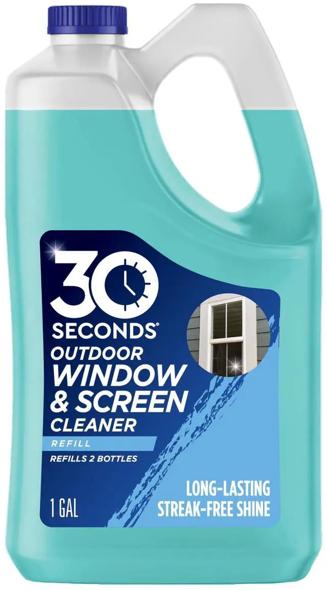 Main image of 30 SECONDS Outdoor Window & Screen Concentrated Cleaner for Glass, Patio Doors, Fiberglass, Furniture - No Screen Removal Required, Spray & Rinse - Refill for Hose End Sprayer Bottles, 1.1 Gallon