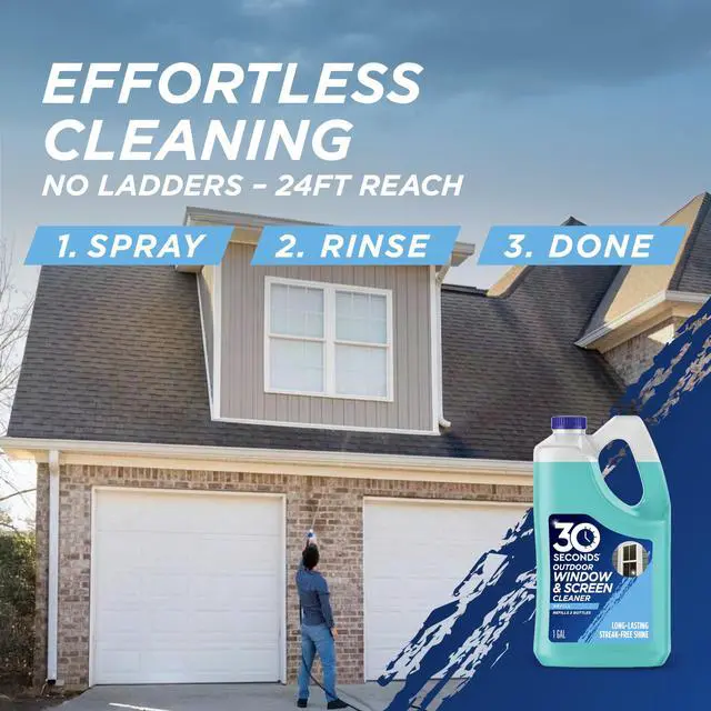 Alt view image 3 of 7 - 30 SECONDS Outdoor Window & Screen Concentrated Cleaner for Glass, Patio Doors, Fiberglass, Furniture - No Screen Removal Required, Spray & Rinse - Refill for Hose End Sprayer Bottles, 1.1 Gallon