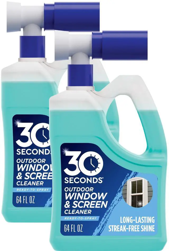 Main image of 30 SECONDS Outdoor Window & Screen Concentrated Cleaner for Glass, Patio Doors, Fiberglass, Furniture - No Screen Removal Required, Spray & Rinse - Hose End Spray Attachment (2 PACK)