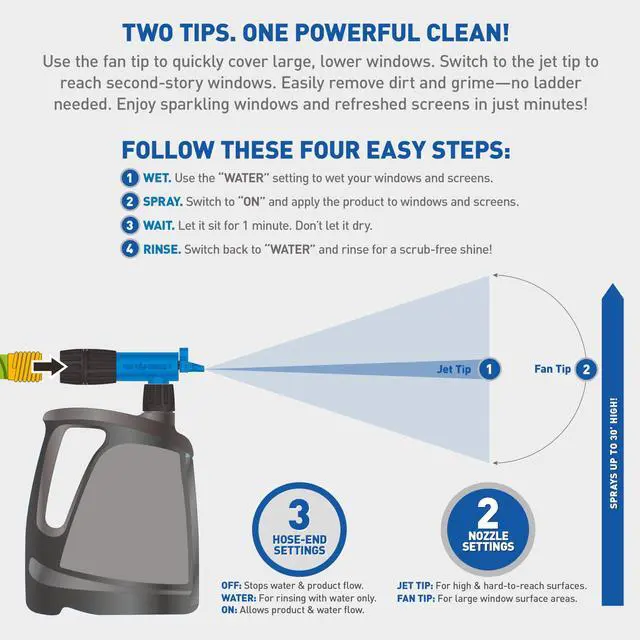 Alt view image 6 of 7 - Wet & Forget Window & Screen Cleaner Outdoor Window Cleaner Spray & Hose Attachment; No Scrubbing, Superior Scrub-Free Shine for Windows & Screens; 48oz (Pack of 2)