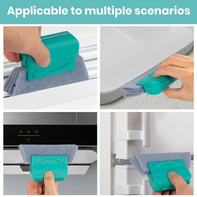 Alt view image 5 of 7 - Window Screen Cleaner & Track Cleaning Kit Mesh Screen Cleaning Brush + 3 Groove Brushes & 6 Replacement Cleaning Cloths 14.8 Detachable Long-Reach Handle, Wet & Dry Dual-Use