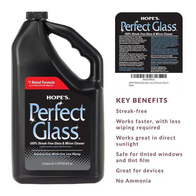 Alt view image 2 of 7 - HOPE'S Perfect Glass Cleaner Spray Refill, Streak-Free, Ammonia-Free Window, Mirror, Screen, Tinted Glass, and Shower Door Cleaner, Indoor and Outdoor Glass Surfaces, 67.6 Ounce, Pack of 1