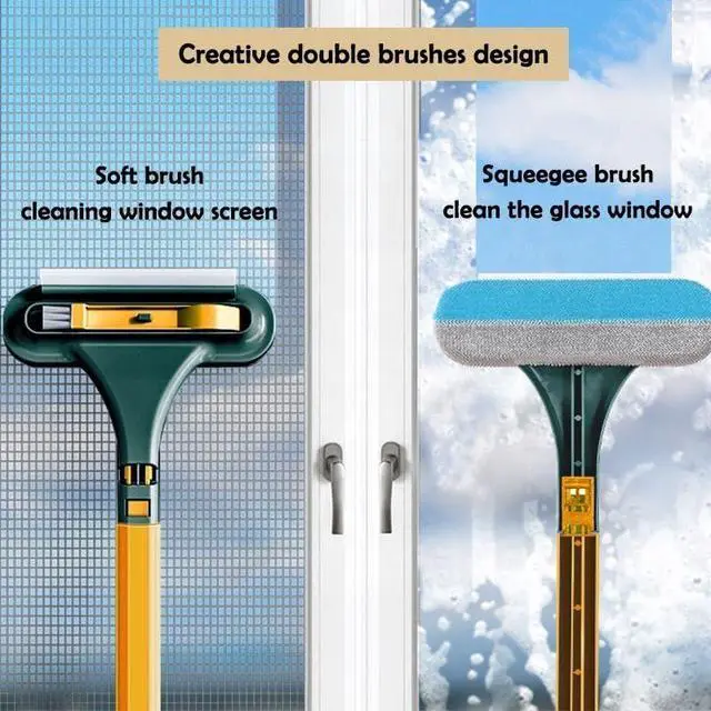 Alt view image 3 of 6 - Upgrade Window Screen Cleaner, 2 in 1 Detachable Window Cleaning Brush with Squeegee, Wet Dry Dual-Use Multi-Functional Glass Net Cleaner Tool for Dusty Corners, Patio, Door, Porch Screens (1)