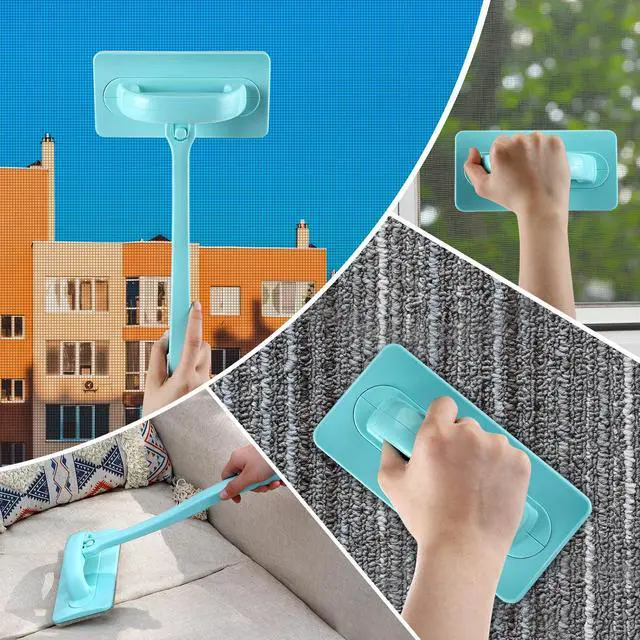 Alt view image 7 of 7 - Window Screen Cleaner Brush, Mesh Window Cleaning Brush Kit with Replaceable Heads and Detachable Handle, Wet & Dry Dual Use for Screens, Doors, Patio(3 Pack)