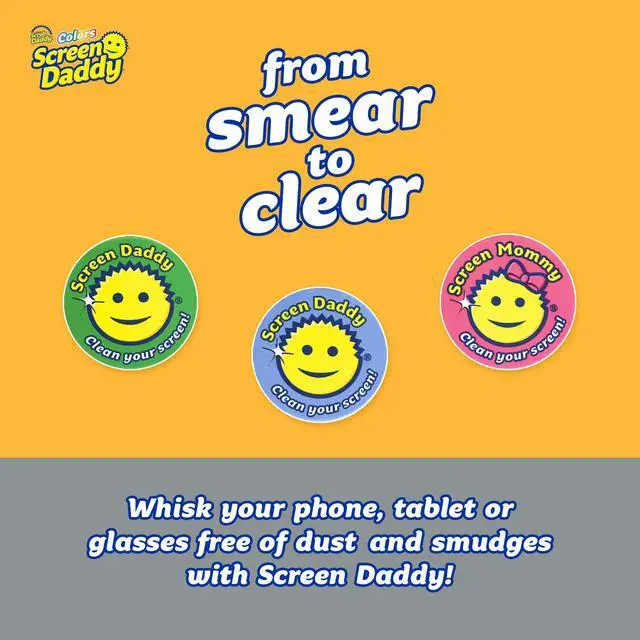 Alt view image 2 of 7 - Scrub Daddy, Screen Daddy - Multi-color, Multi-use Microfiber Cleaning Pads for Electronic Screens With Convenient Storage, Scratch Free, Streak Free, Reusable and Washable, 3ct