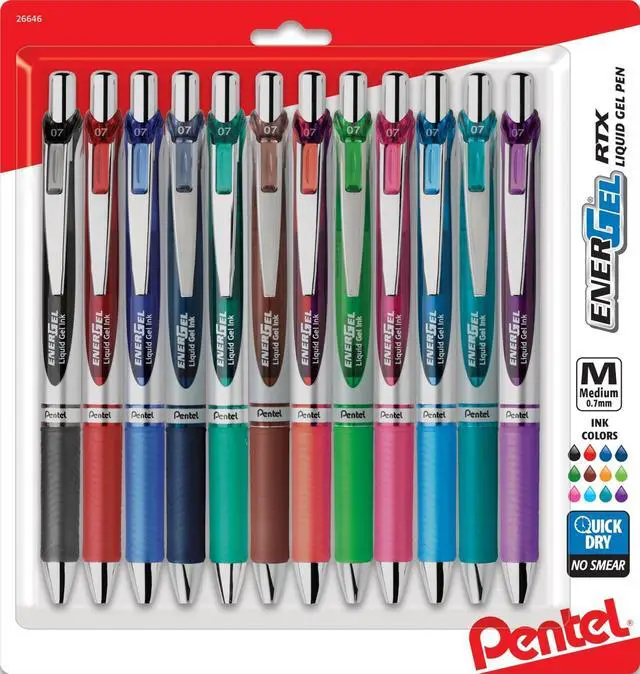 Main image of EnerGel RTX Retractable Liquid Gel Pens, (0.7mm), Assorted Colors, Ultimate Writing Pens, Best Writing Pens for Office, School and Journaling, Pack of 12