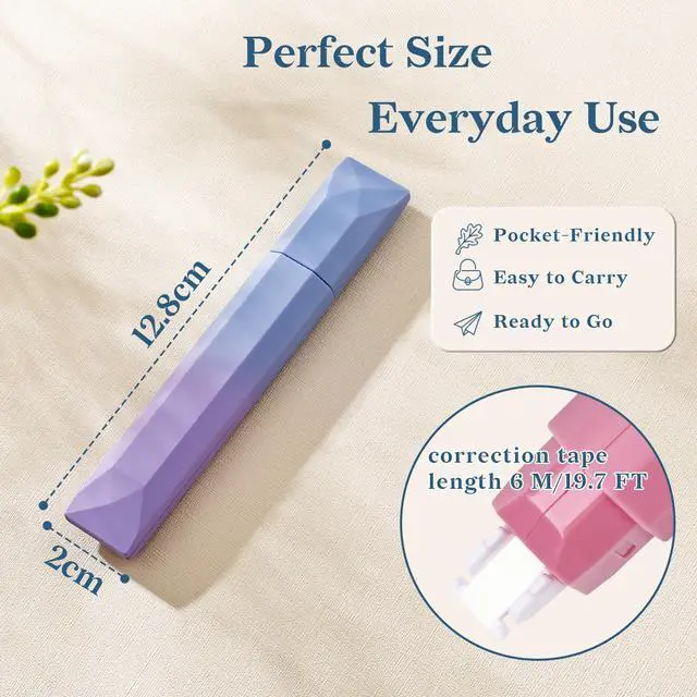 Alt view image 2 of 7 - 5P White Correction Tapes, Smooth Pull Out Pen, Gradient Purple