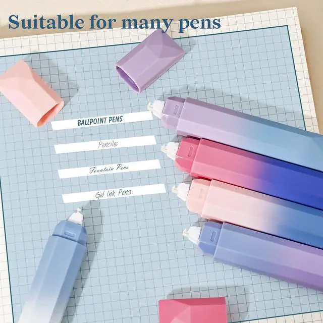 Alt view image 5 of 7 - 5P White Correction Tapes, Smooth Pull Out Pen, Gradient Purple