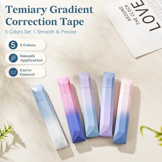 Alt view image 7 of 7 - 5P White Correction Tapes, Smooth Pull Out Pen, Gradient Purple