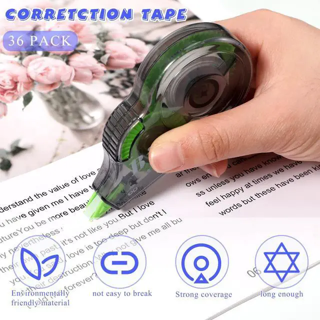 Alt view image 3 of 6 - 36 Pieces Correction Tapes Original Correction Wide Eraser Applicator Easy to Use Applicator Translucent Tapes Shows for Office Note Journal Scrapbooking, 0.2 Inch x 39.4 Feet