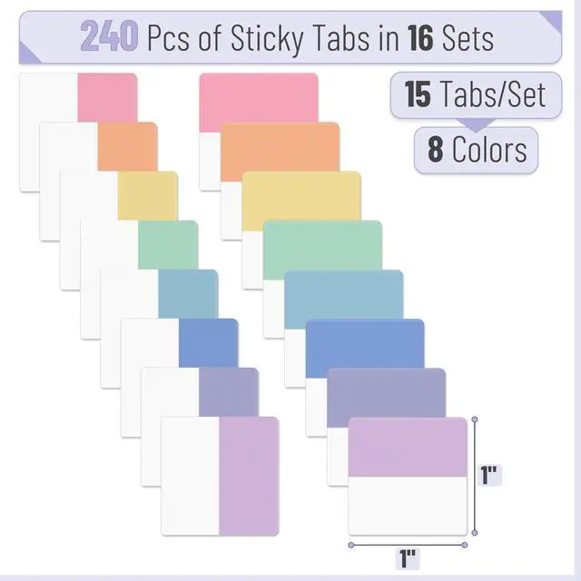 Alt view image 2 of 7 - Sticky Index Tabs, 240 Pcs, Pastel Sticky Tabs for Notebooks