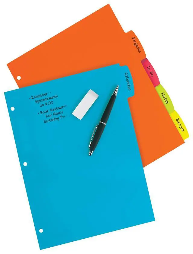 Alt view image 2 of 7 - Big Tab Write & Erase Durable Plastic Dividers for 3 Ring Binders, 5-Tab Set, Bright Multicolor, 1 Set (16129)