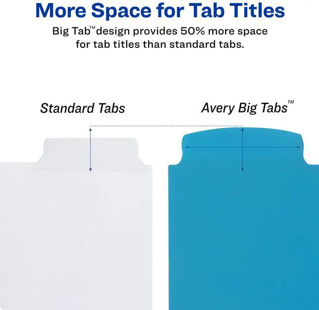 Alt view image 3 of 7 - Big Tab Write & Erase Durable Plastic Dividers for 3 Ring Binders, 5-Tab Set, Bright Multicolor, 1 Set (16129)