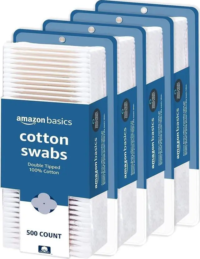 Main image of Double-Tipped Cotton Swabs for Personal Hygiene and Baby Care, 2000 Count, 4-Pack of 500 Count
