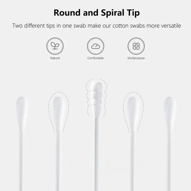 Alt view image 2 of 6 - 1000pcs Tiny Cotton Buds, with Round & Spiral for Baby Ear Nose Clean