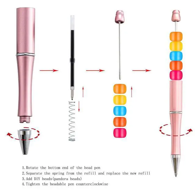 Alt view image 2 of 4 - 100 Pieces Plastic Beadable Pen Refills, 2.44 inch/6.2 cm Black Ink Smooth Writing Pen Refills for Bead Pens DIY PPL Gift(Pack of 100)